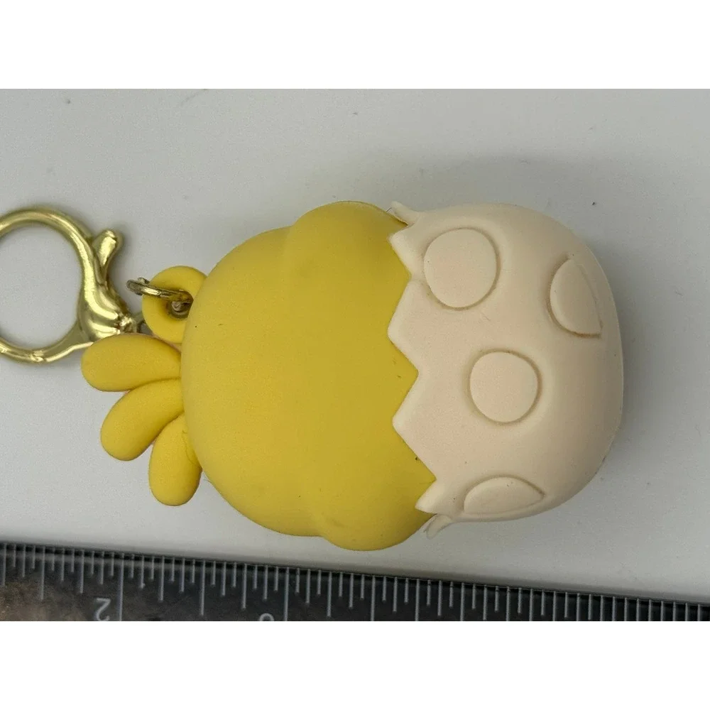 Kawaii Yellow Hatching Chick‎ Squeeze Pop Eye Keychain Gold Tone Bag Charm